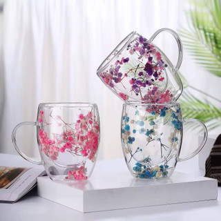 ماگ دوجداره پیرکس گل دار