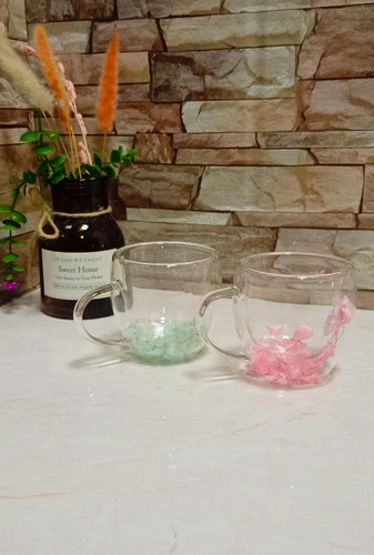 ماگ دوجداره پیرکس گل تک رنگ